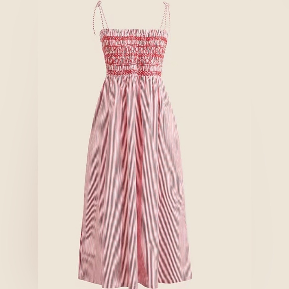 J. Crew Red and White Striped Dress